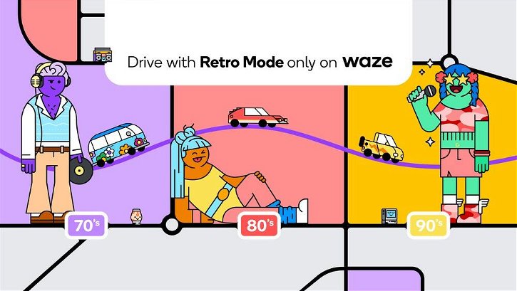Immagine di Waze, con la Retro Mode si viaggia indietro nel tempo