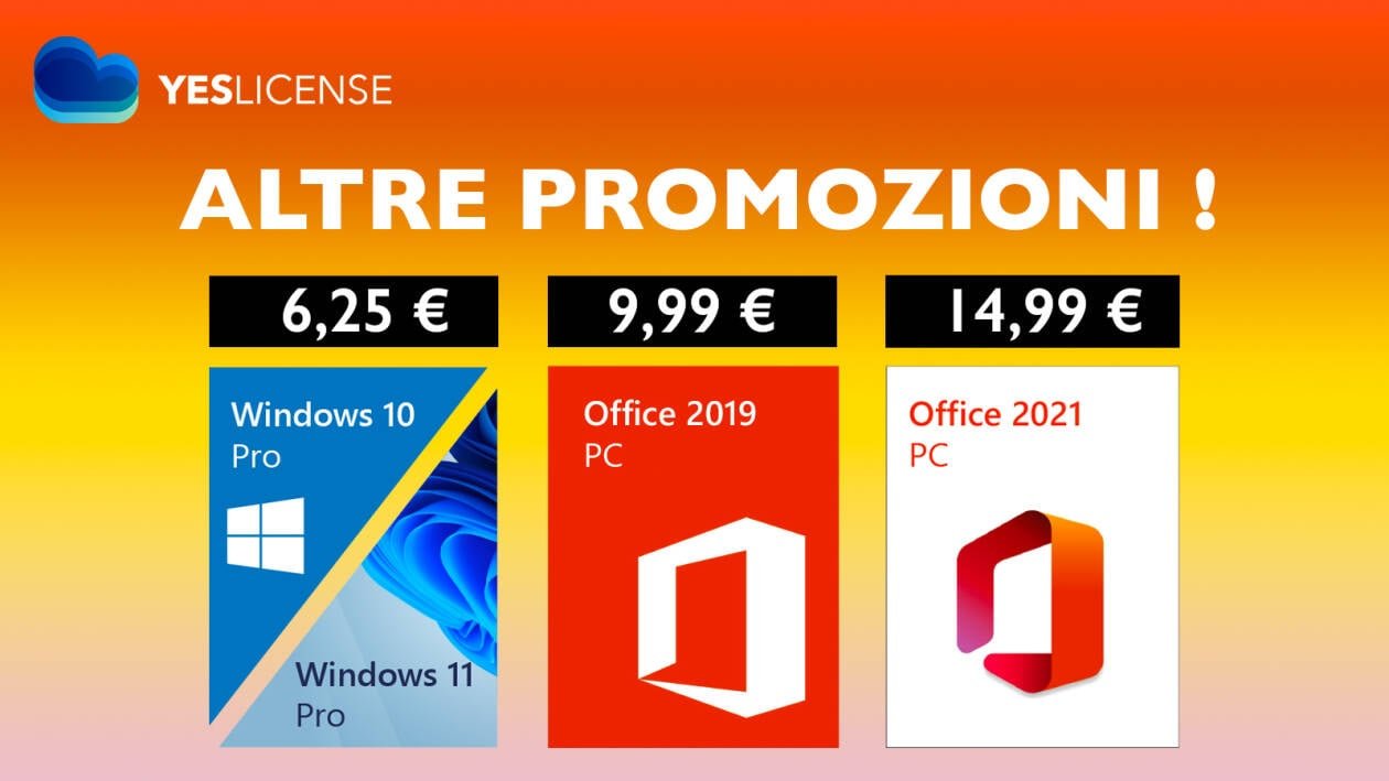 Immagine di Licenze Windows e Office a prezzi stracciati grazie alle imperdibili offerte Yeslicense!