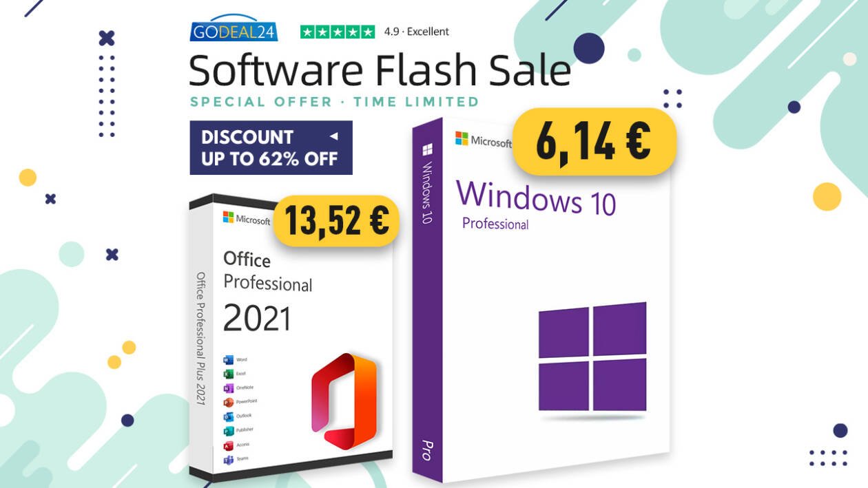 Immagine di Windows 10 Pro originale da 6,14€! Sconti software fino al 62% su Godeal24!
