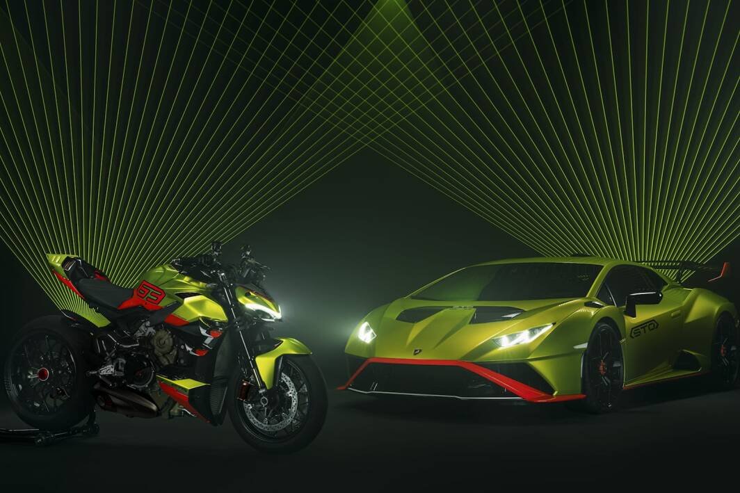 Immagine di Ducati Streetfighter V4 ispirata alla Lamborghini Huracan STO