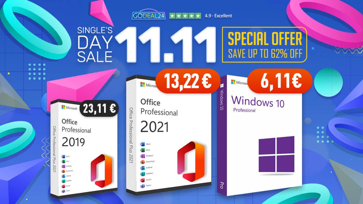 Immagine di Office 2021 a vita a soli 13,22€, Windows 10 originale da 6,11€ per il Double 11