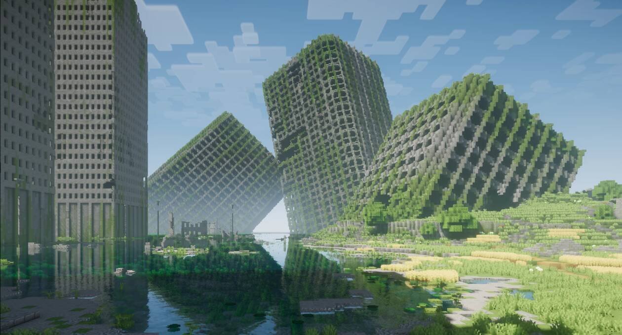 Immagine di La città in rovina di NieR Automata prende vita in Minecraft