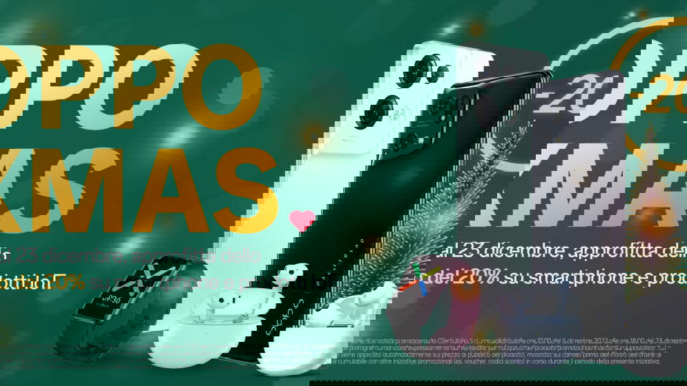 Immagine di Oppo Xmas Days: 20% di sconto sullo smartphone dei vostri sogni e non solo!
