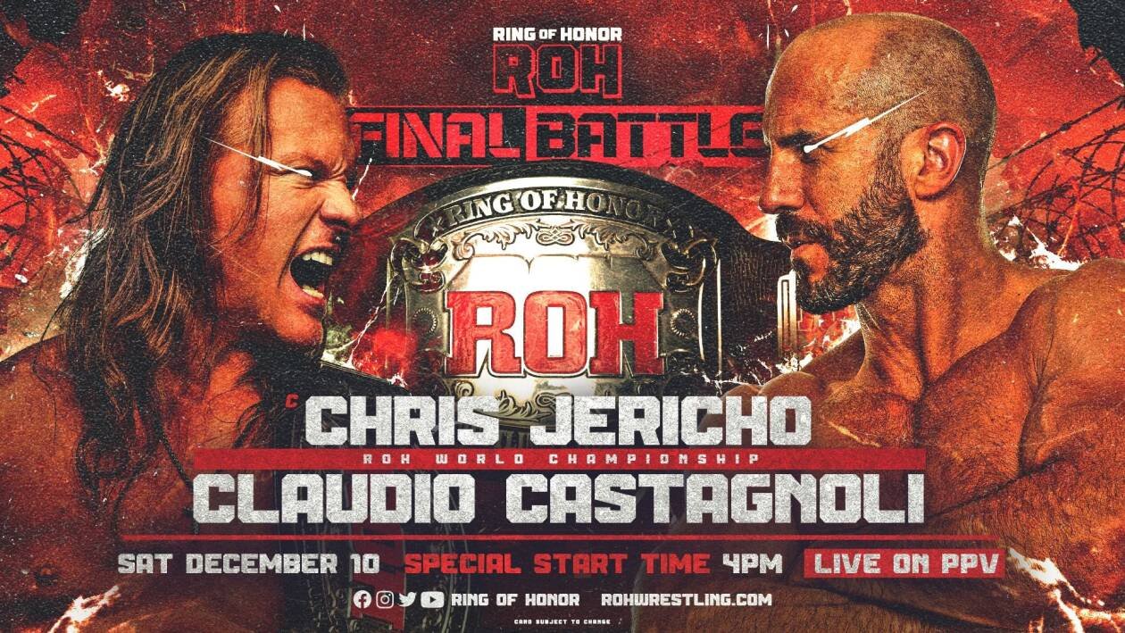 Immagine di La card di ROH Final Battle, Chris Jericho vs Claudio Castagnoli per il titolo