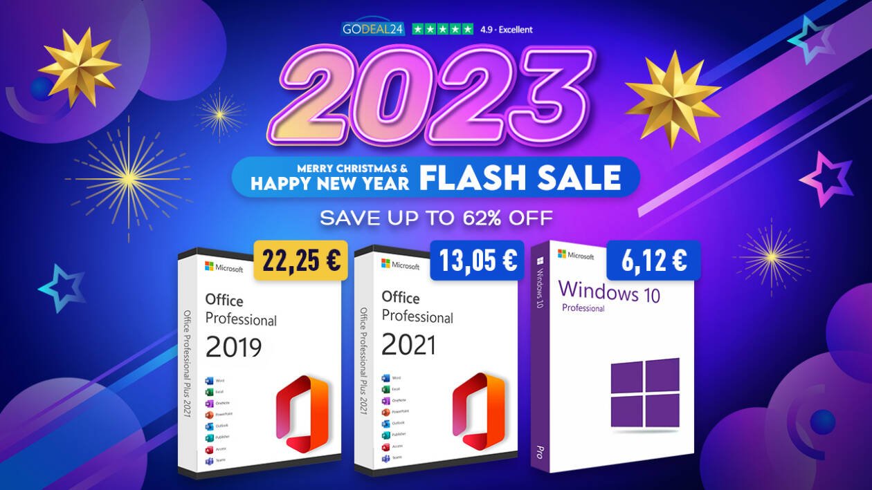 Immagine di Saldi di Capodanno 2023 su Office 2021 Pro, Windows 10 e altri software