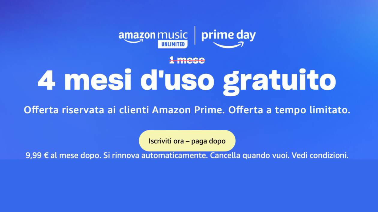 Immagine di Amazon Music Unlimited, 4 mesi gratis per gli iscritti Prime