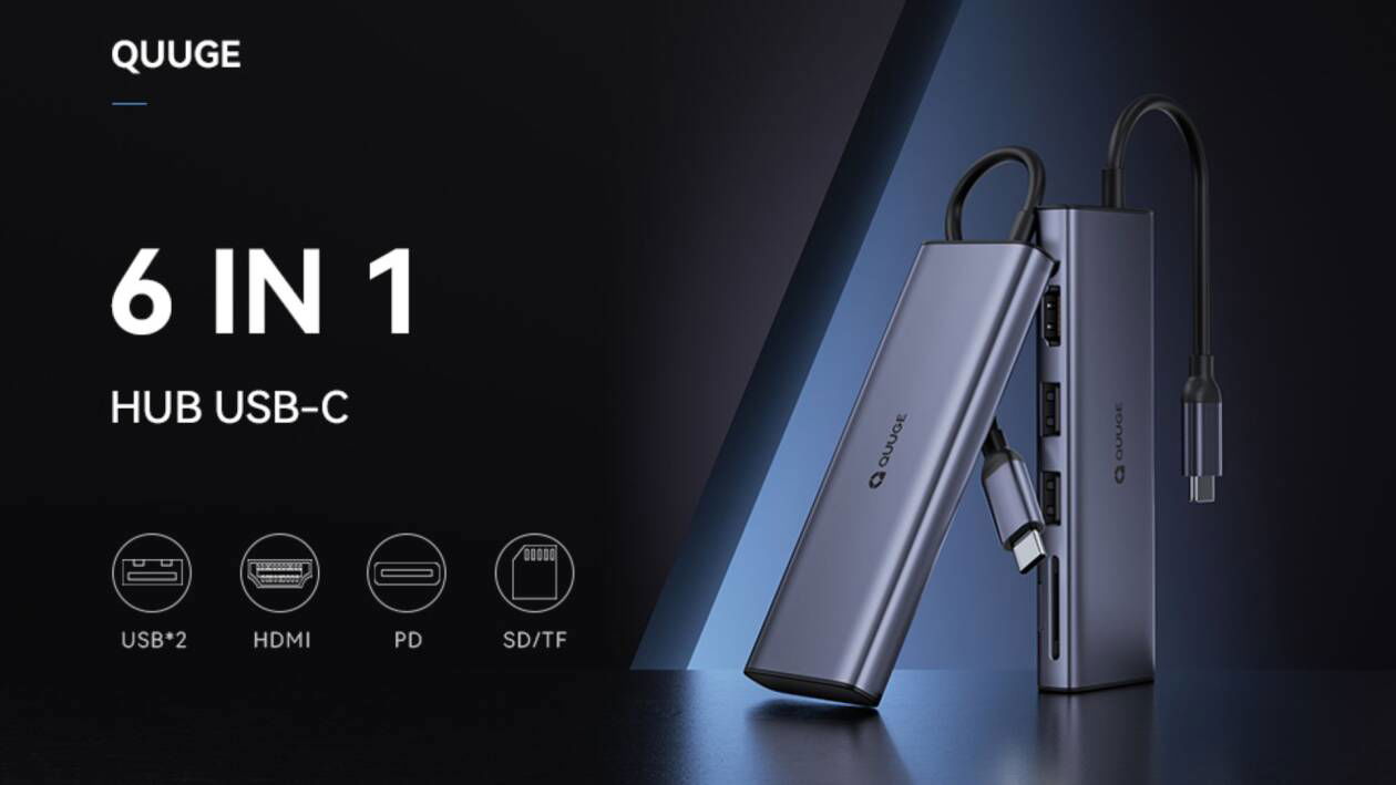 Immagine di 50% di sconto su questo Hub USB-C 6 in 1. Solo 12€!