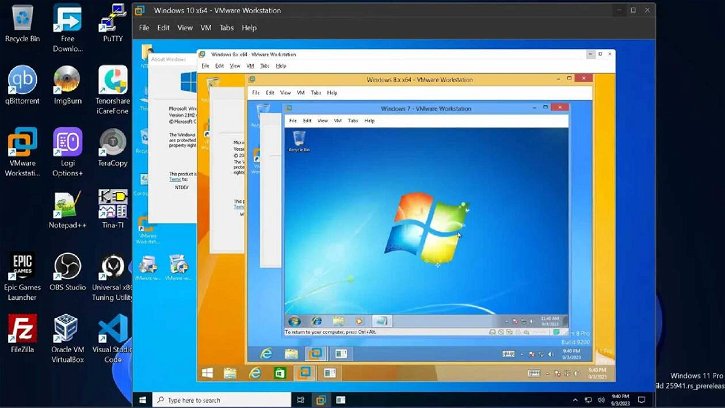 Immagine di Winception, eseguire cinque versioni di Windows contemporaneamente